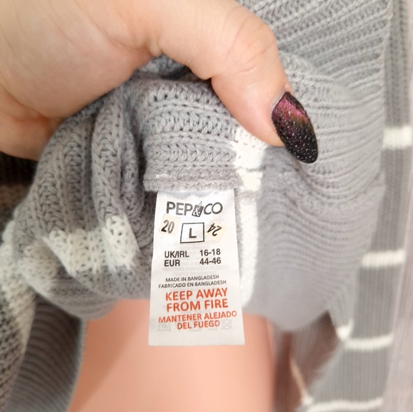 Pep&Co Size uk 16/18 Sweater Striped Gray and white - Picture 7 of 8